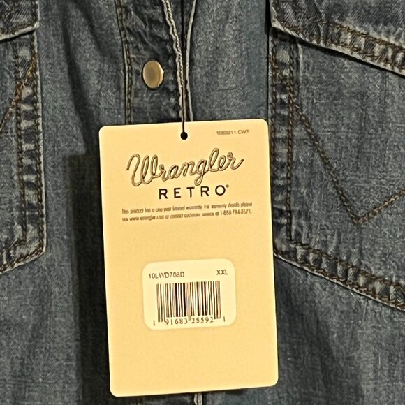 NWT - Wrangler Long Sleeve Western Snap Denim Dress, XXL - Picture 3 of 4